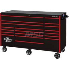 Tool Trolleys RX Series 72-Inch Black 19-Drawer Roller Cabinet with Red Trim RX723019RCBKRD-250