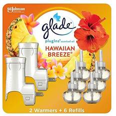 Car Cleaning & Washing Supplies Glade PlugIns Scented Oil & Holders, Hawaiian Breeze, 0.67 Oz, 8/Pack 313802