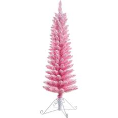 Haute Decor 4 ft. Pre-Lit Incandescent Pink Flocked Cotton Candy Fir Artificial Christmas Tree 48"