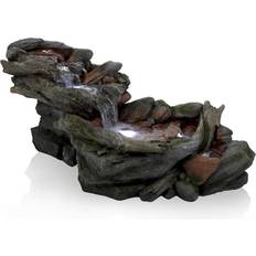 Alpine Corporation 3-Tier Rainforest Rock River Water Fountain with LED Lights 60"