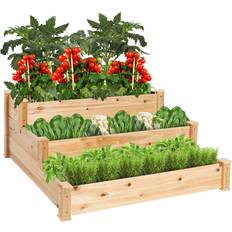 Best Choice Products Pots, Plants & Cultivation Best Choice Products 3-Tier Fir Wood Raised Garden Planter Kit