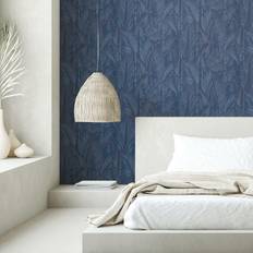 Wallpaper RoomMates RMK12104WP Navy Blue Swaying Fronds Peel and Stick Wallpaper