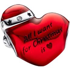 Pandora Christmas Heart Charm -Silver/Red/Transparent