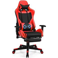 Adult Gaming Chairs Costway Massage Gaming Chair Reclining Racing Office Computer Chair with Footrest Red