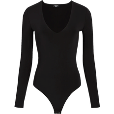 Shapewear & Under Garments Express Body Contour Compression V-Neck Long Sleeve Bodysuit - Pitch Black