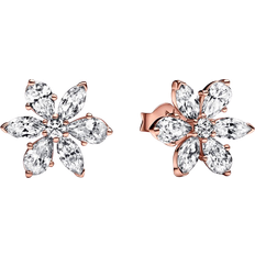 Pandora Sparkling Herbarium Cluster Stud Earrings - Rose Gold/Transparent