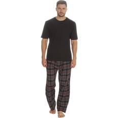 Herre - Svarte Pysjamaser Embargo Mens Jersey Short Sleeve Pyjama Set (Black/Red)
