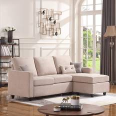 Honbay Convertible Sectional L Shaped Sofa 77.6" 3 Seater