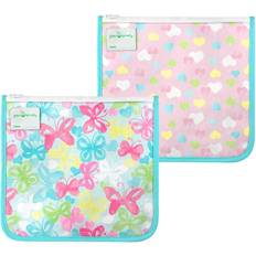 green sprouts Girls' Snack Containers Aqua Butterflies Reusable Insulated Sandwich Bag Set