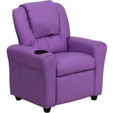 Flash Furniture Sitting Furniture Flash Furniture Contemporary Lavender Vinyl Kids Recliner with Cup Holder Headrest In Stock