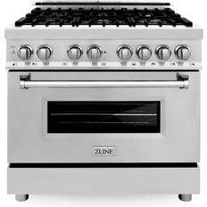 Silver dual fuel cooker Zline Kitchen cu. ft. Dual Fuel Range Silver