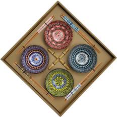 Kjøkkenutstyr Dkd Home Decor Multicolour Bambu Mandala Stengods Orientalisk Sushiset Kjøkkenutstyr 12st