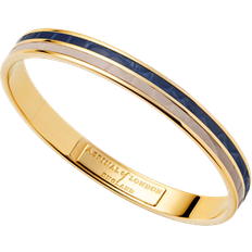 Aspinal of London Double Striped Leather Bangle - Gold/Beige/Blue