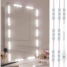 Vanity mirror lights Portable Makeup Mirror lights with Adjustable  Brightness Dimmable vanity lights with 10 LED Bulbs and Powerful Suction  Cups Cordless stick on led lights for mirror Studio with 3 Colour