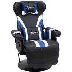 White Gaming Chairs Vinsetto Gaming Chair, Racing Style Computer Recliner with Lumbar Support, Footrest and Cup Holder, Black/White/Blue