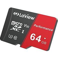 64gb micro sd card LaView 64GB Micro SD Card, Micro SDXC UHS-I Memory Card 95MB/s,633X,U3,C10, Full HD Video V30, A1, FAT32, High Speed Flash TF Card P500 for Computer with Adapter/Phone/Tablet/PC