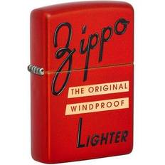 Zippo Red Box Top Design Metallic Red Pocket Lighter