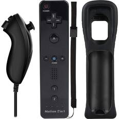 Wii remote plus Wii Nunchuck Remote Controller with Motion Plus Compatible with Wii and Wii U Console Wii Remote Controller with Shock Function (Black)