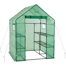 Lean-to Greenhouses Ogrow 56 W in. D Deluxe Walk-In 2 Tier 8 Shelf Portable Lawn Garden Greenhouse