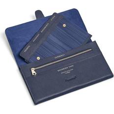 Aspinal of London Finest Quality Full-Grain Leather Navy Blue Saffiano Print Wallet