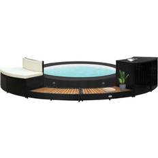 Hot Tubs vidaXL Hot Tub Solid Acacia Wood Spa Surround Black Hot