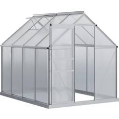 Freestanding Greenhouses OutSunny Walk-in Greenhouse 8x6ft Aluminum Polycarbonate