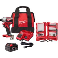 Drills & Screwdrivers Milwaukee M18 18 V 1/4 in. Cordless Brushless Impact Driver Kit (Battery & Charger)