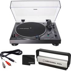 Lp120 Audio-Technica AT-LP120XUSB Stereo Turntable with USB (Black) Anti-Static Record Brush Stereo Adapter Cable Deluxe Bundle