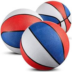 Mini Basketballs (7 Inch, Size 3) Pack of 3 Mini Hoop Basketball Set for Indoor, Outdoor, Pool Parties, Small Hoops Basketball Game Party Favors for Kids Patriotic Red, White and Blue Colors