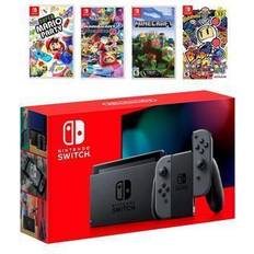 Game Consoles 2019 New Nintendo Switch Gray Joy-Con Console Multiplayer Party Game Bundle, Super Mario Party, Mario (Switch)
