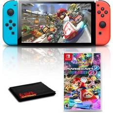 Nintendo switch console with mario kart Game Consoles Nintendo Switch OLED Neon Blue/Red with Mario Kart 8 Deluxe Game