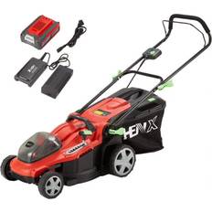 Battery Powered Mowers HENX 16 in. 40-Volt Battery Behind Lawn Mower, Hand Push