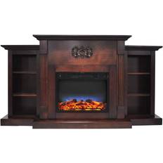 Cambridge Electric Fireplaces Cambridge Sanoma Electric Fireplace Heater with 72 Bookshelf Mantel and Multi-Color LED Flame Display