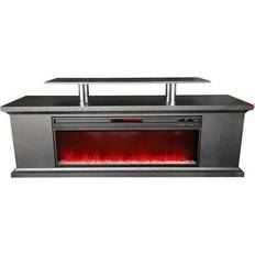 LifeSmart Fireplaces LifeSmart 72 in. Media Fireplace with Faux Glass Beads in Black, LDFP0009US-BLK