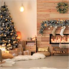 Westcott 8x8' X-Drop Pro Fabric Backdrop, Christmas Tree and Cozy Fireplace