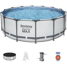 Bestway steel pro max round pool Swimming Pools & Accessories Bestway Steel Pro MAX 168 in. Round 48 in. D Above Ground Swimming Metal Frame Pool Set, Gray
