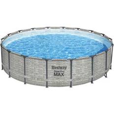 Bestway steel pro max round pool Swimming Pools & Accessories Bestway 48 in. Round 18 ft. Steel Pro MAX Hard Side Family Swimming Pool Set, Gray