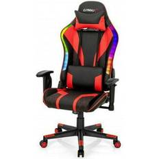 Costway Adjustable Swivel Gaming Chair with Dynamic LED Lights - Red