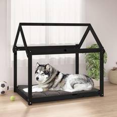 vidaXL Dog Bed Black 111x80x100 Solid Wood Pine Black