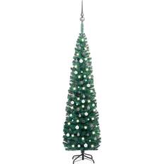 vidaXL Slim Artificial Christmas Tree with LEDs&Ball Christmas Tree