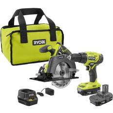 Set Ryobi P1816 18V Drill and Circular Saw Starter Kit with Two 1.5Ah Batteries and Charger