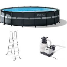 Pools Intex 18 ft. x 52 in. Ultra XTR Frame Round Above Ground Swimming Pool Set with Pump, Gray