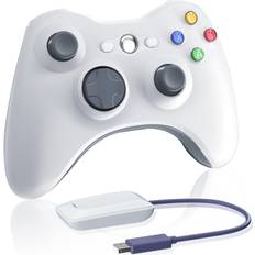 Xbox 360 controller Game Controllers Wireless Controller for Xbox 360, 2.4GHZ Gamepad Joystick Controller Remote for PC Windows 7,8,10 with Receiver Adapter, White