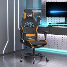 Yellow Gaming Chairs vidaXL drejelig gamingstol med fodstøtte stof sort og mørkegul