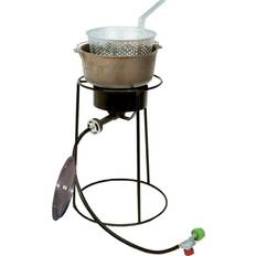 Gas cooker with lid Camping King Kooker Outdoor Cooker, Propane, 20" tall, 6qt. Cast Iron Pot