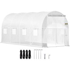 Mini Greenhouses Vevor Walk-in Tunnel Greenhouse Galvanized Frame Cover 15x7x7