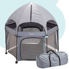 Playpen hiccapop 53” PlayPod Outdoor Baby Playpen with Canopy, Deluxe Portable Playpen for Babies and Toddlers with Dome, Sun-shades, Padded Floor Pop Up Playpen for Beach or Home Outdoor Playpen for Baby