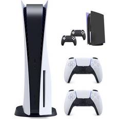 Playstation 5 console Game Consoles Sony PlayStation New 825GB SSD Console Disc Drive Version with Wireless Controller and Mytrix Black Full Body Skins for PS-5 Disc Version Console and