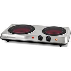 Freestanding Cooktops Ovente Double Infrared Burner 6.75 Silver Hot Plate