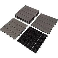 Outdoor Flooring Pure Garden 1 ft. W x 1 ft. L 6 Patio Tiles Wood/Polypropylene Interlocking Deck Tile Flooring in Gray